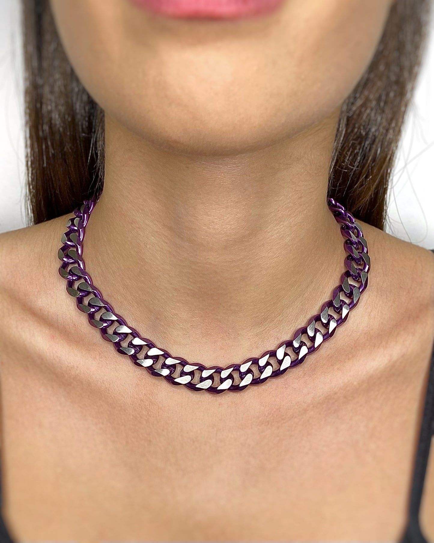 PURPLE SILVER MATTE CUBAN CHAIN FVCKJEWELS
