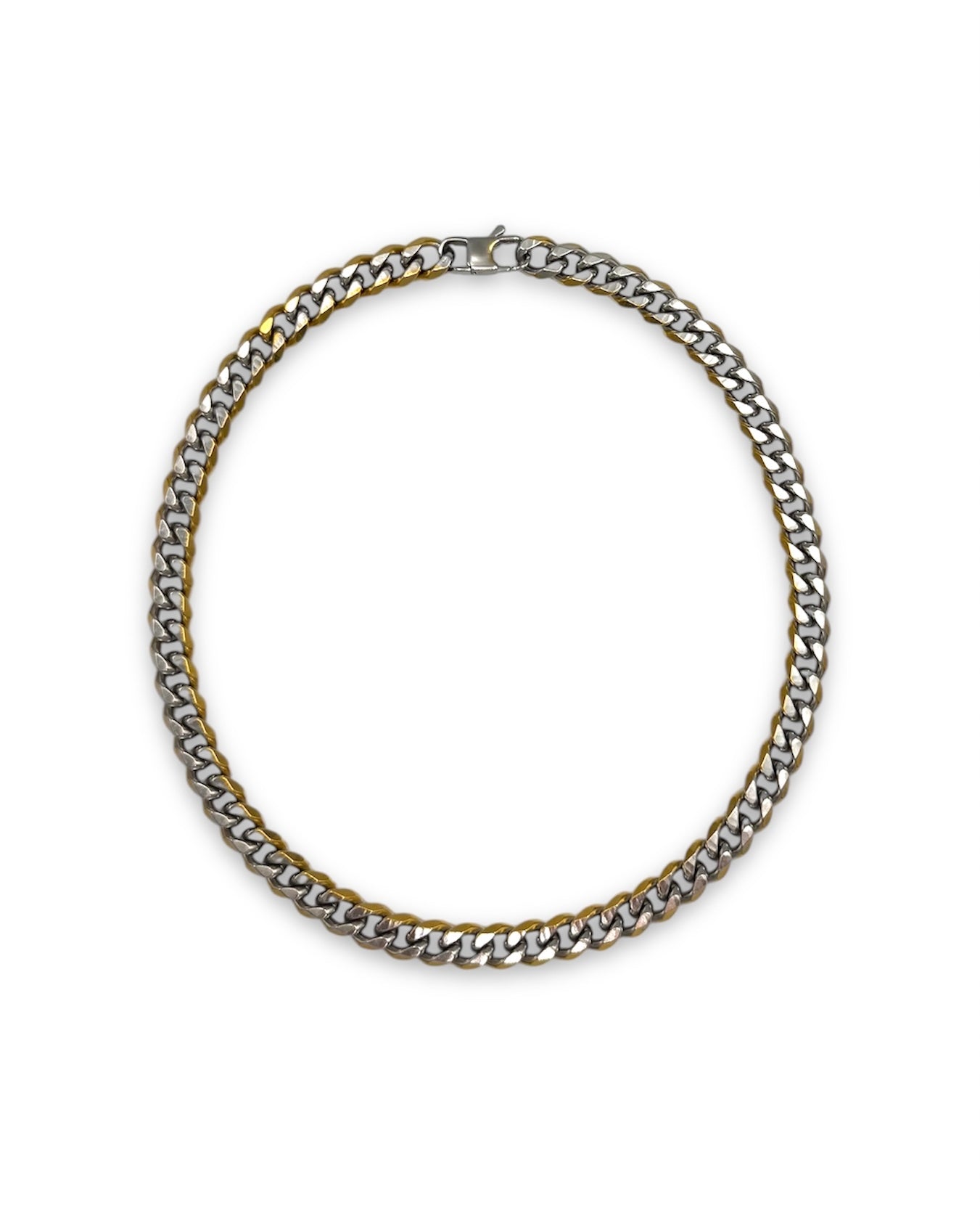 TWO TONE CUBAN LINK CHAIN NECKLACE