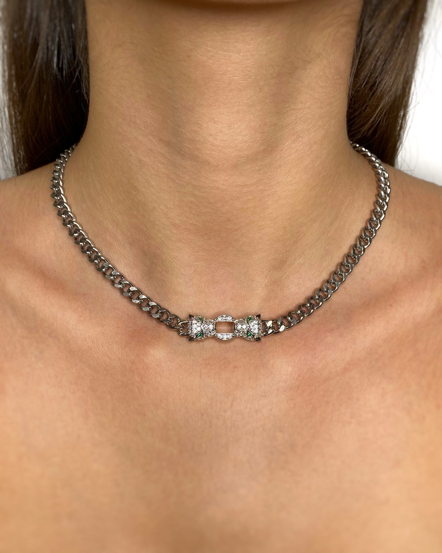 TWIN PANTHER CHAIN NECKLACE FVCKJEWELS
