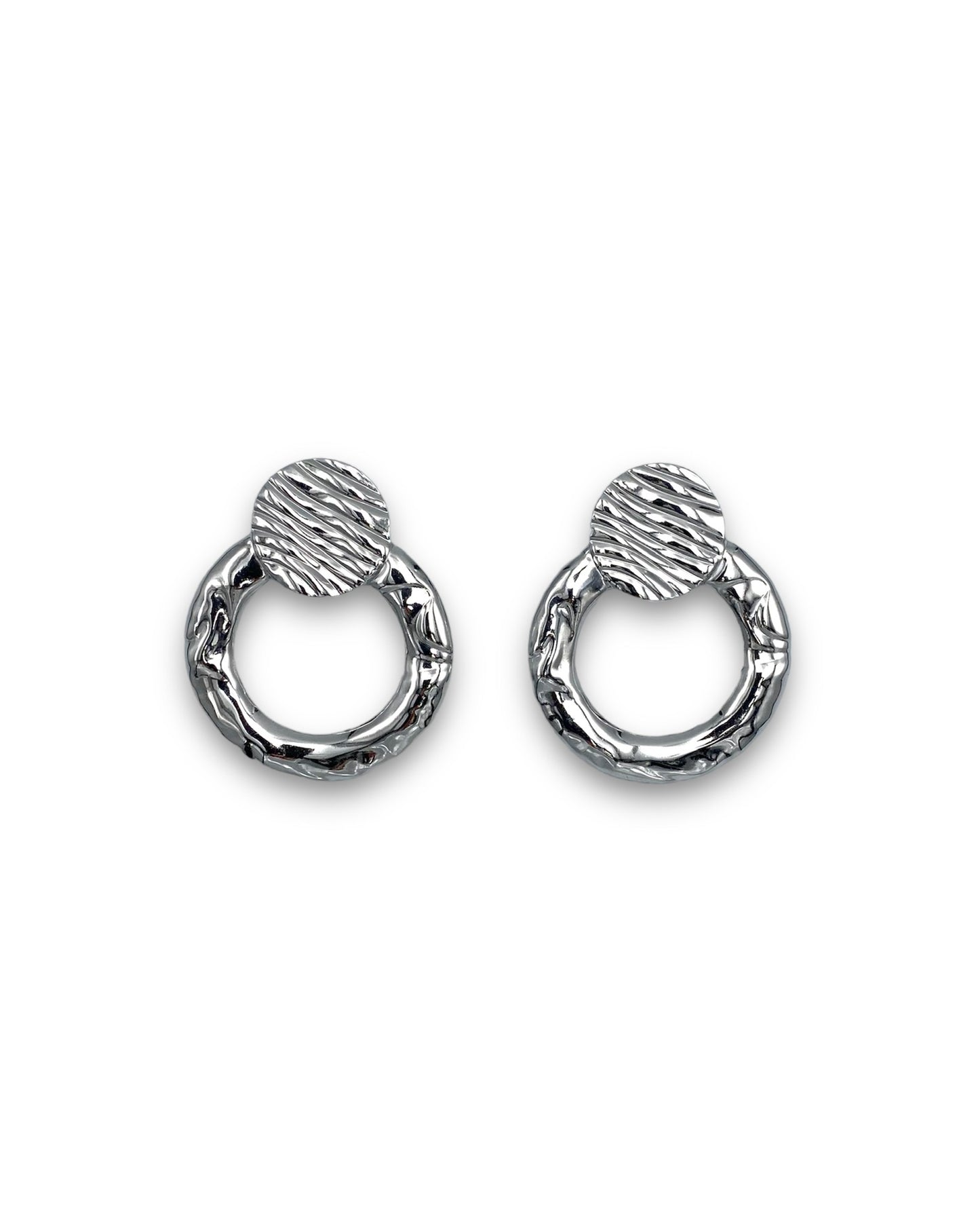 HAMMERED HOOP STUD EARRINGS FVCKJEWELS