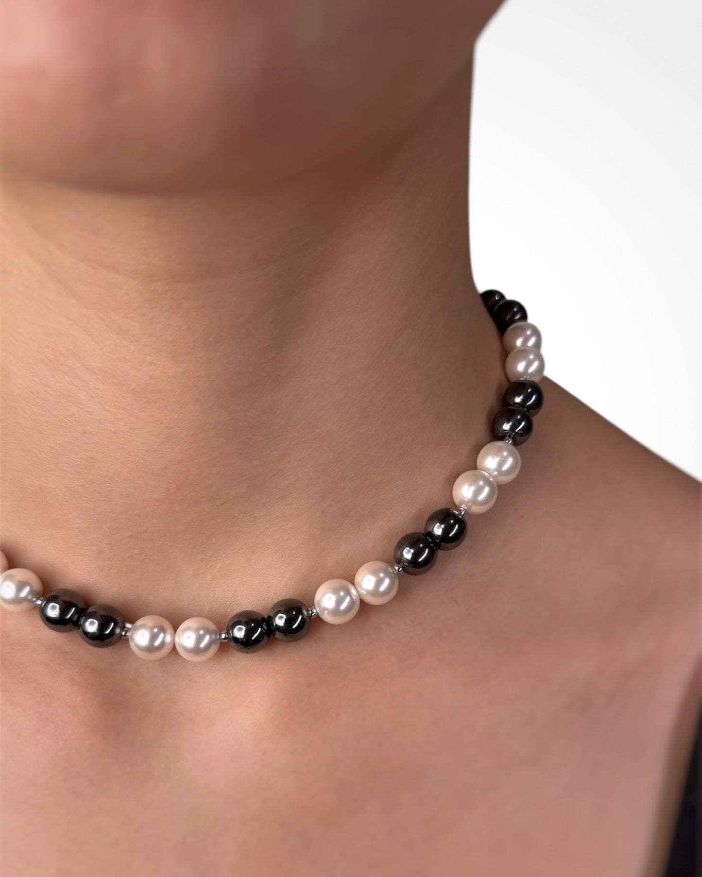 PEARL & HEMATITE NECKLACE