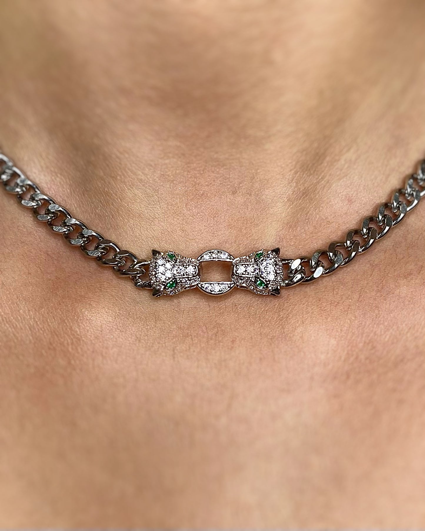 TWIN PANTHER CHAIN NECKLACE FVCKJEWELS