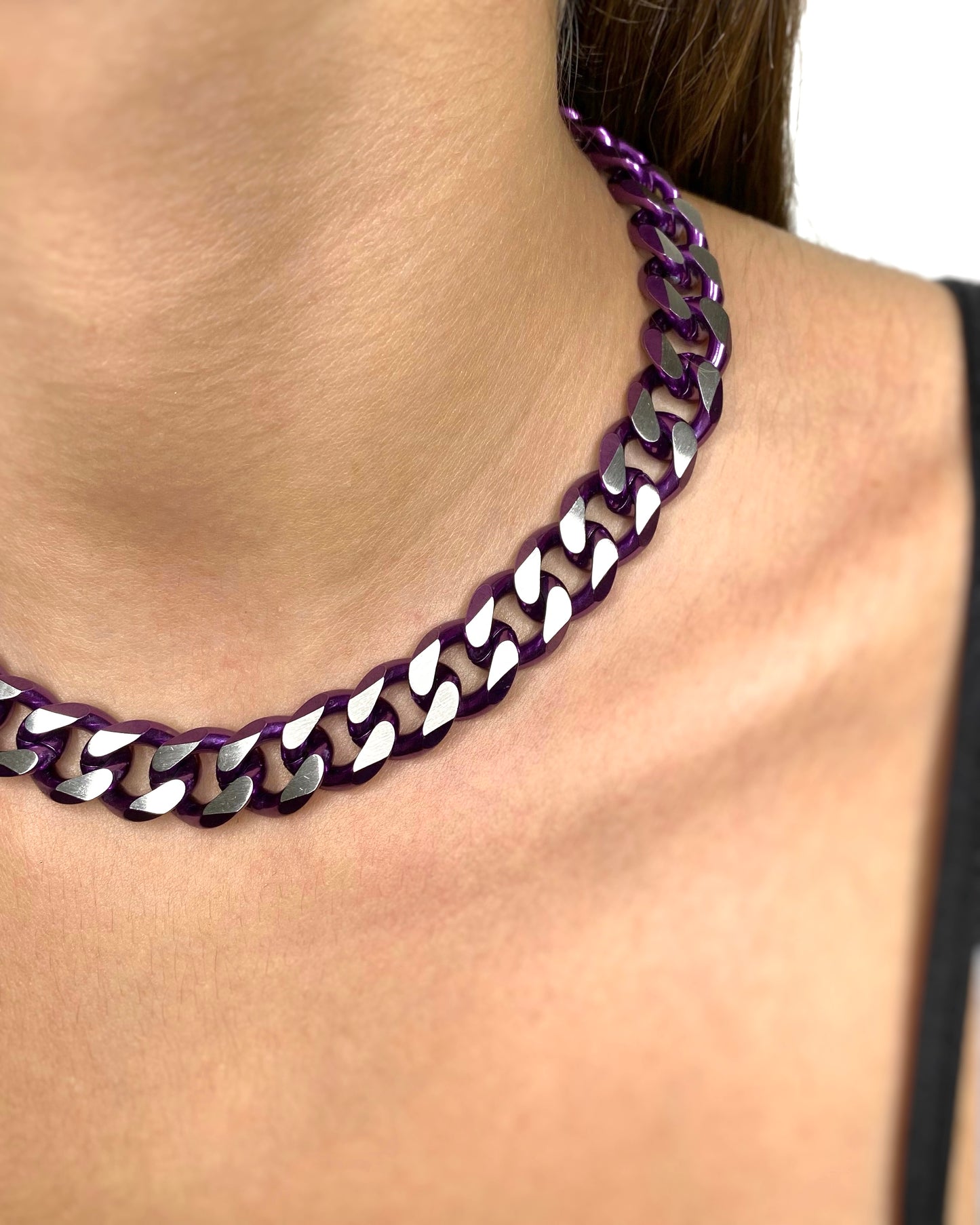 PURPLE SILVER MATTE CUBAN CHAIN FVCKJEWELS
