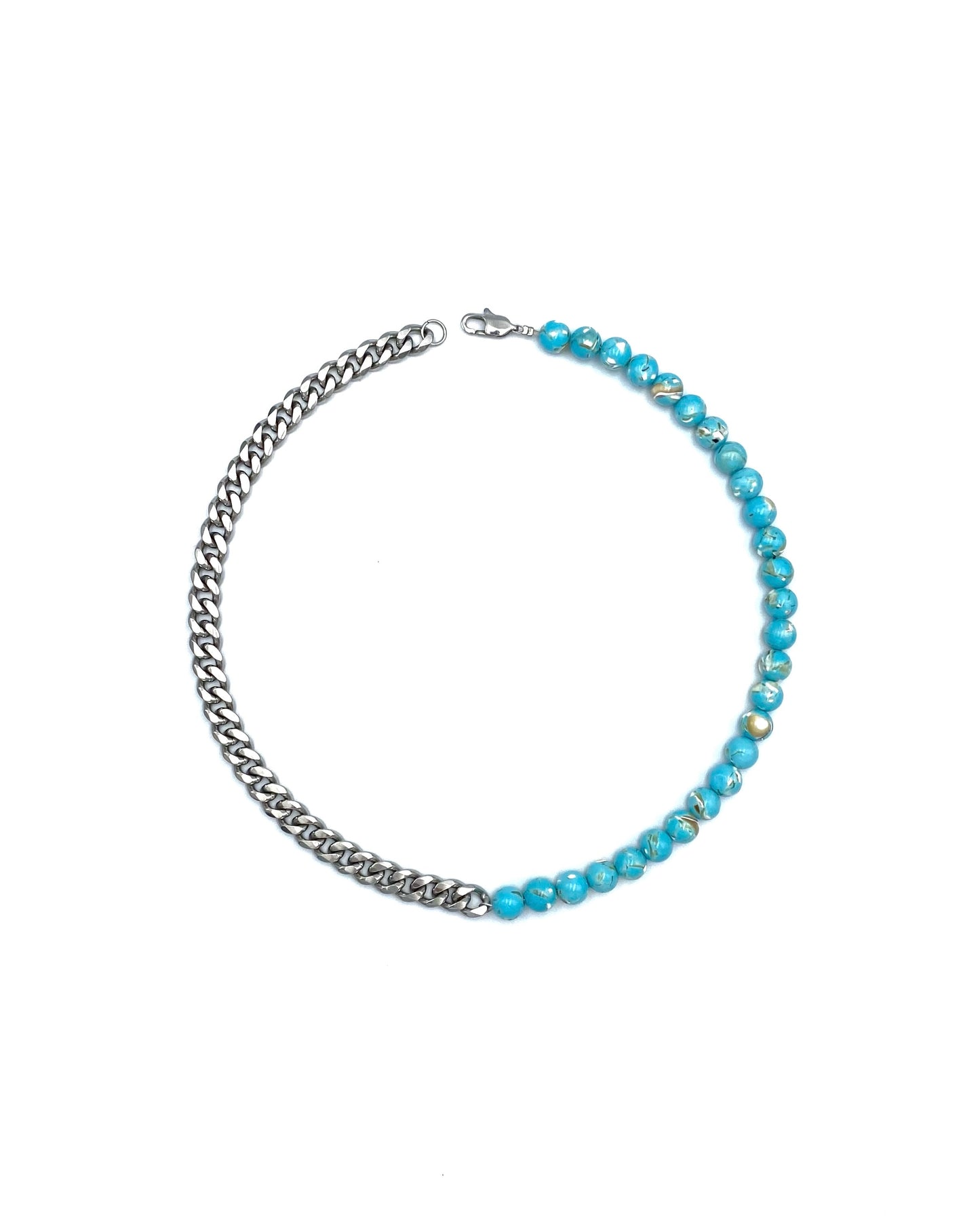 TURQUOISE SHELL STONE & CHAIN NECKLACE