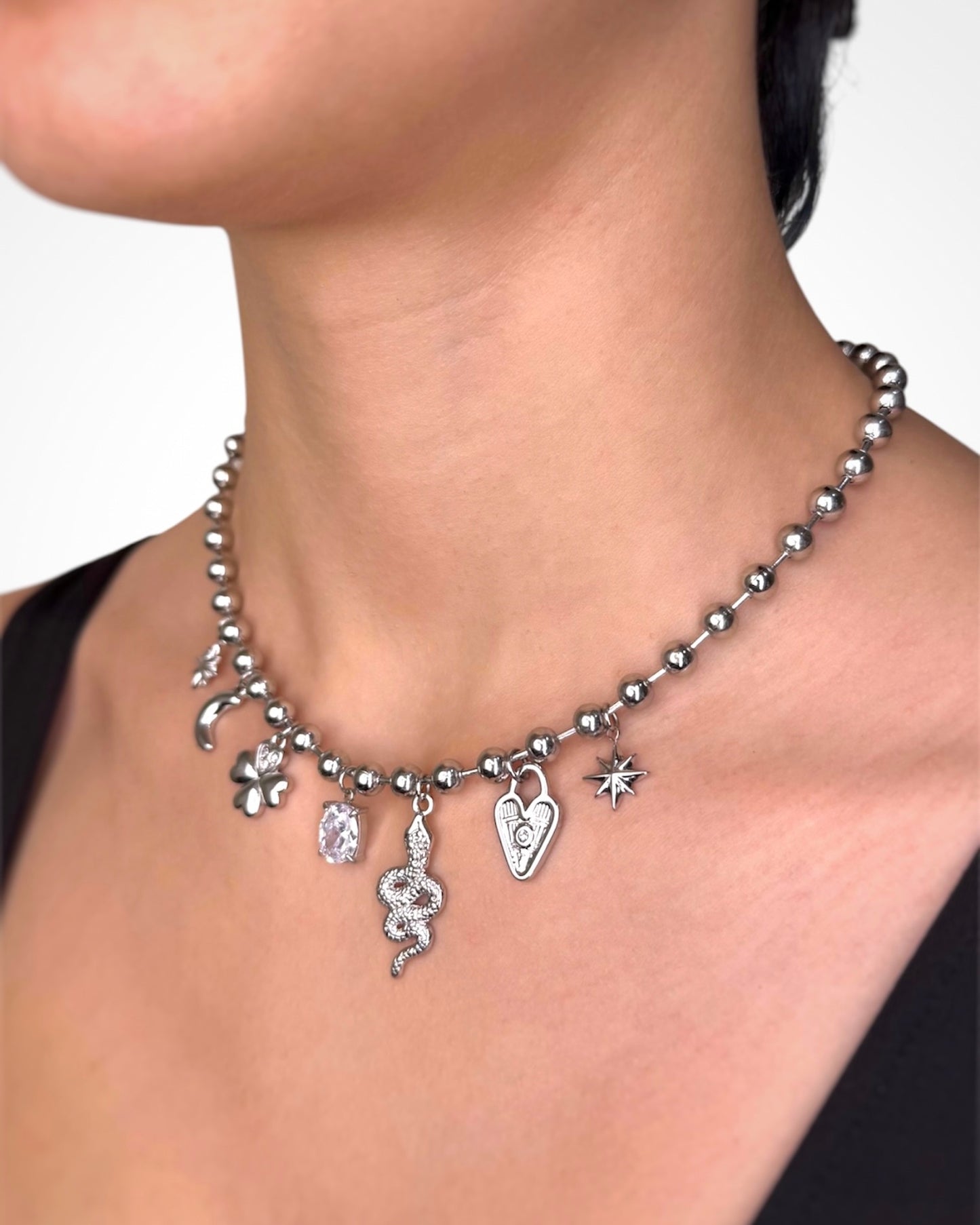 BALL CHAIN CHARM NECKLACE