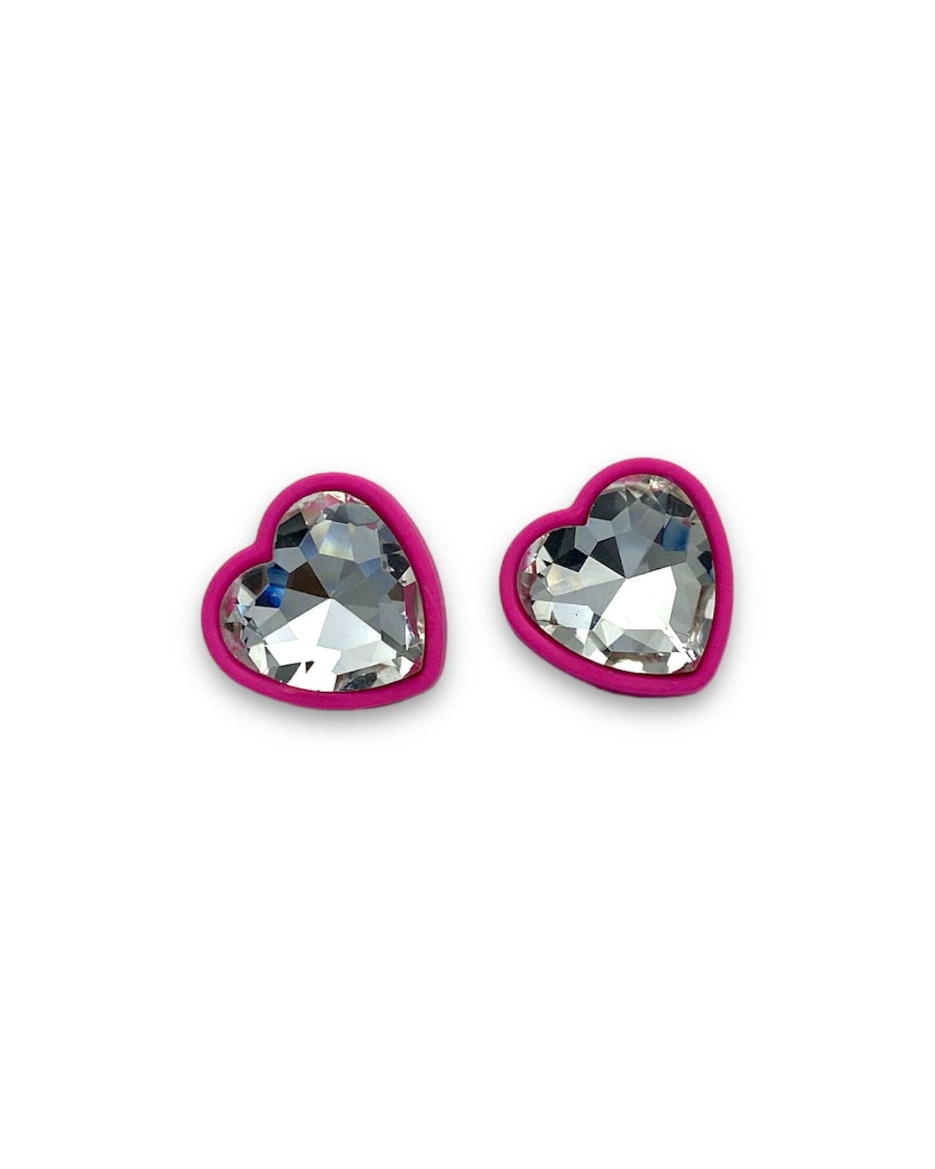 RESIN HEART CRYSTAL EARRINGS