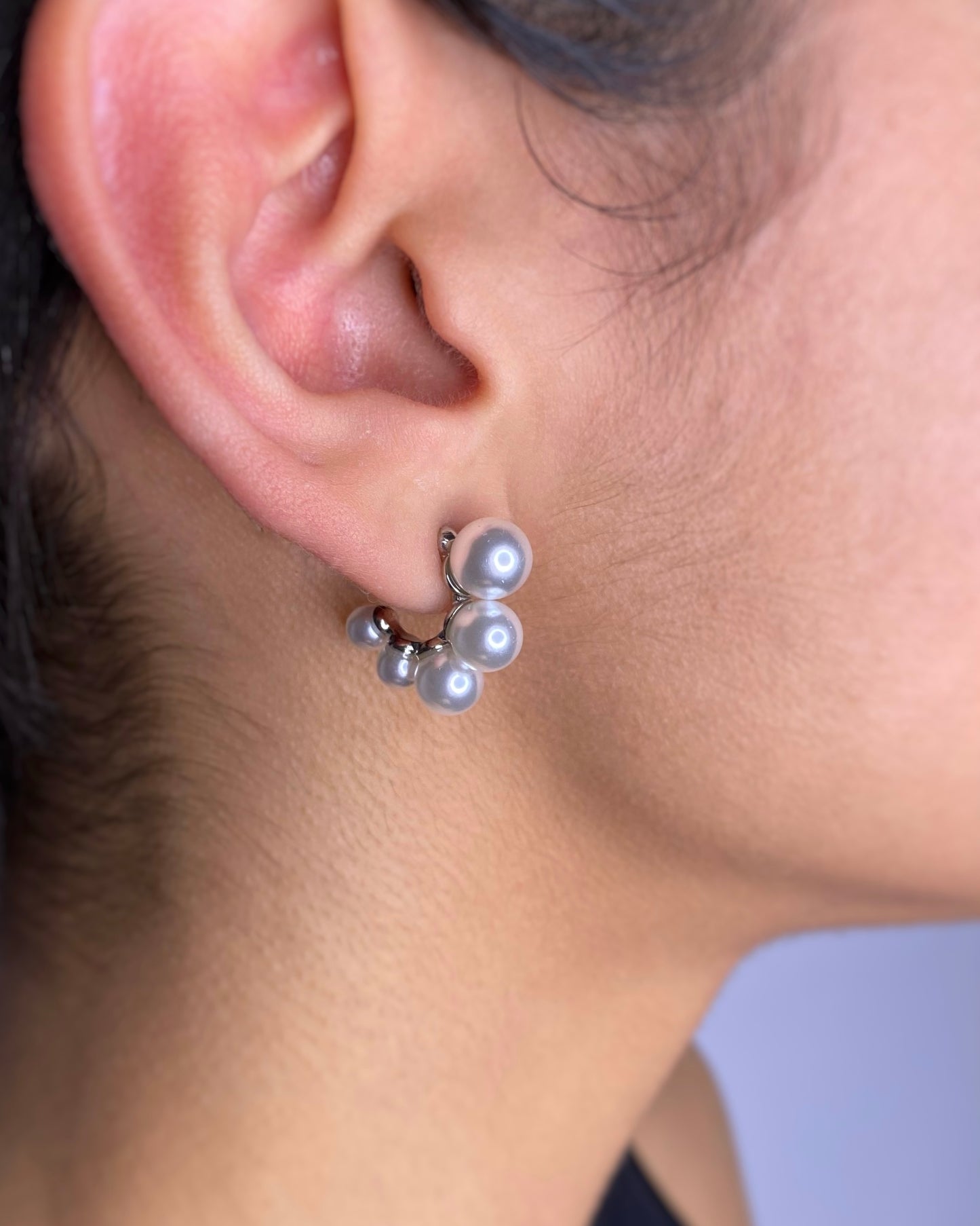 PEARL C SHAPE EARRINGS FVCKJEWELS