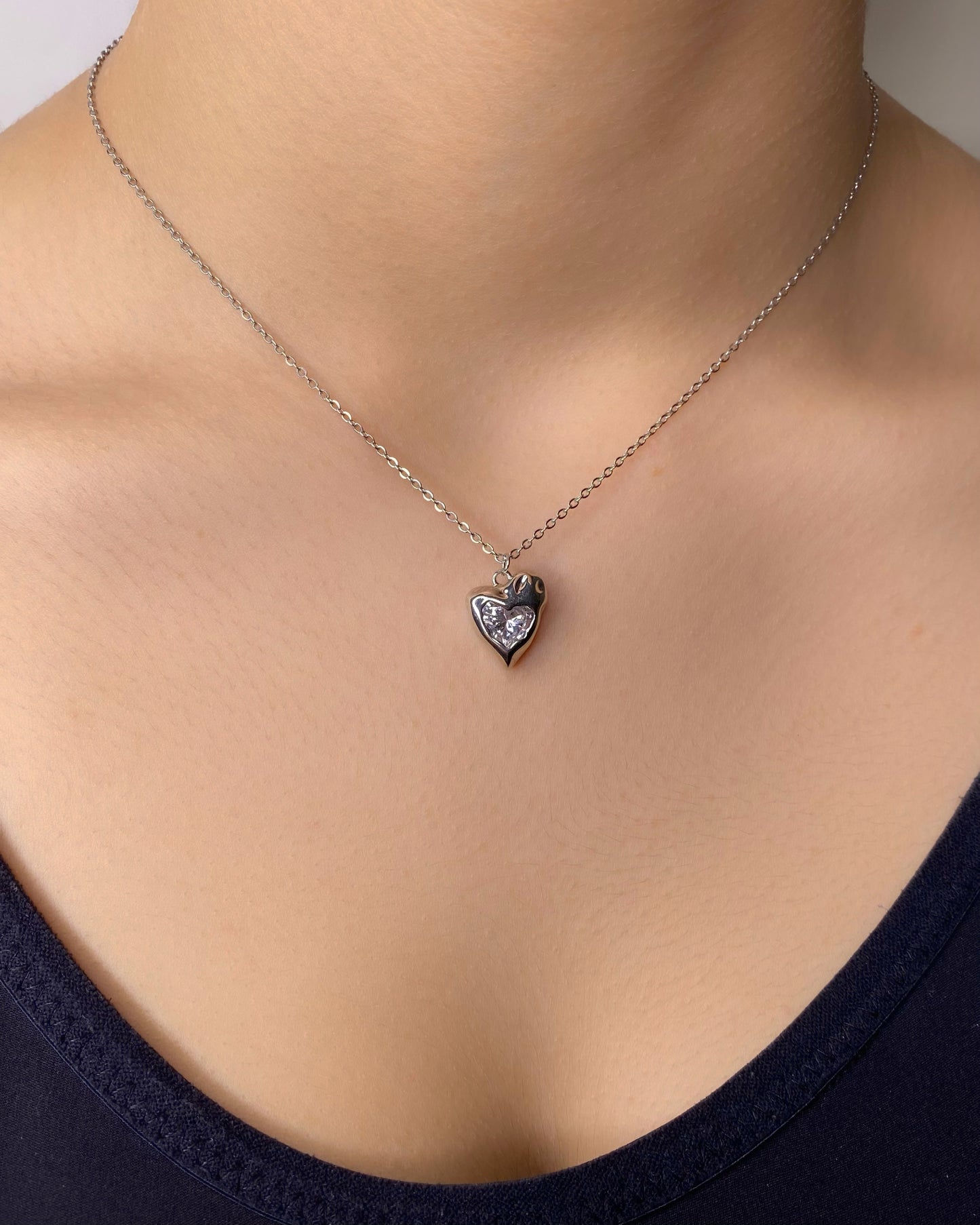 STONE HEART CHARM NECKLACE FVCKJEWELS
