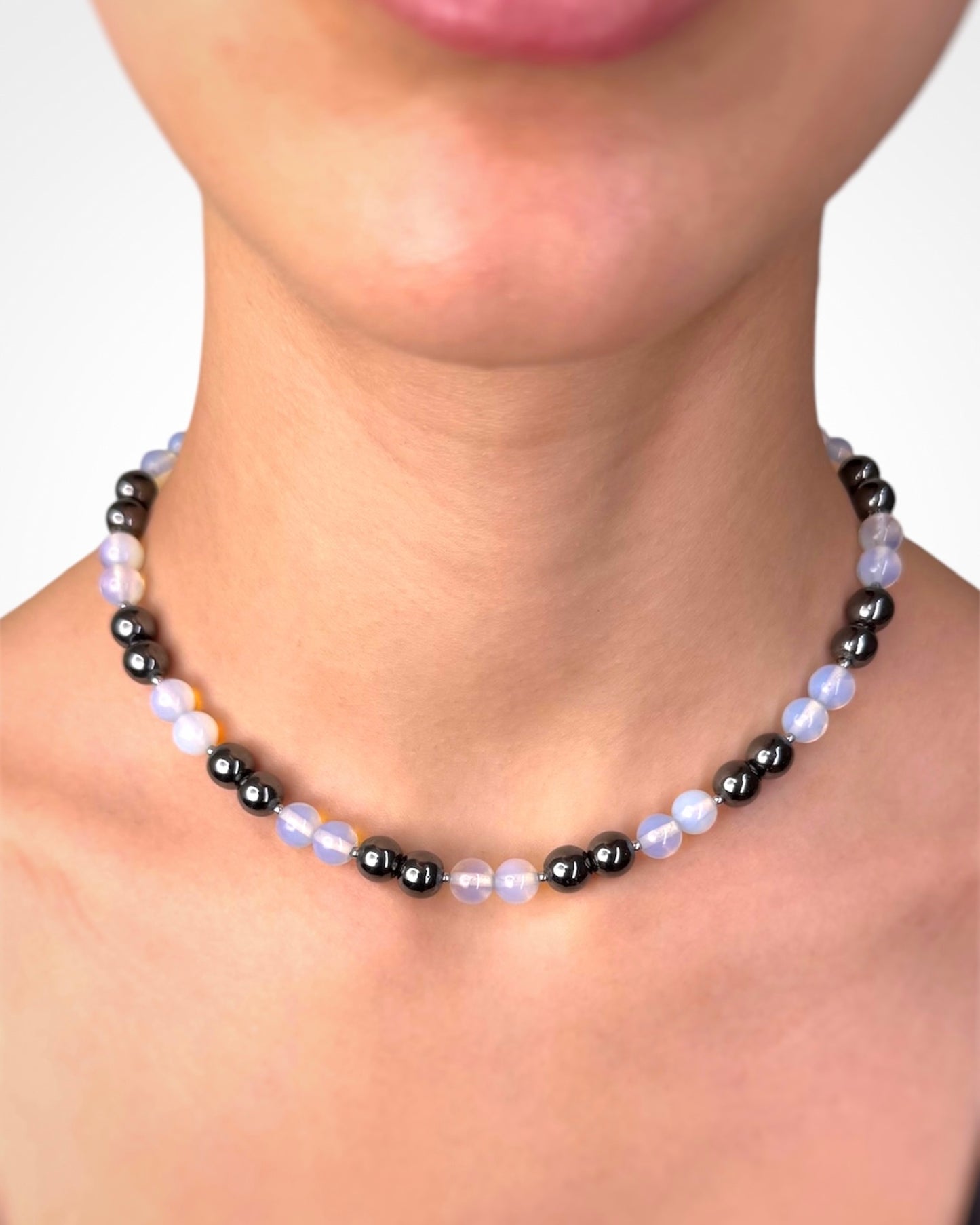 MOONSTONE & HEMATITE NECKLACE