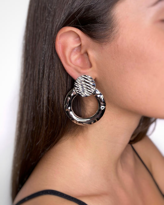 HAMMERED HOOP STUD EARRINGS FVCKJEWELS