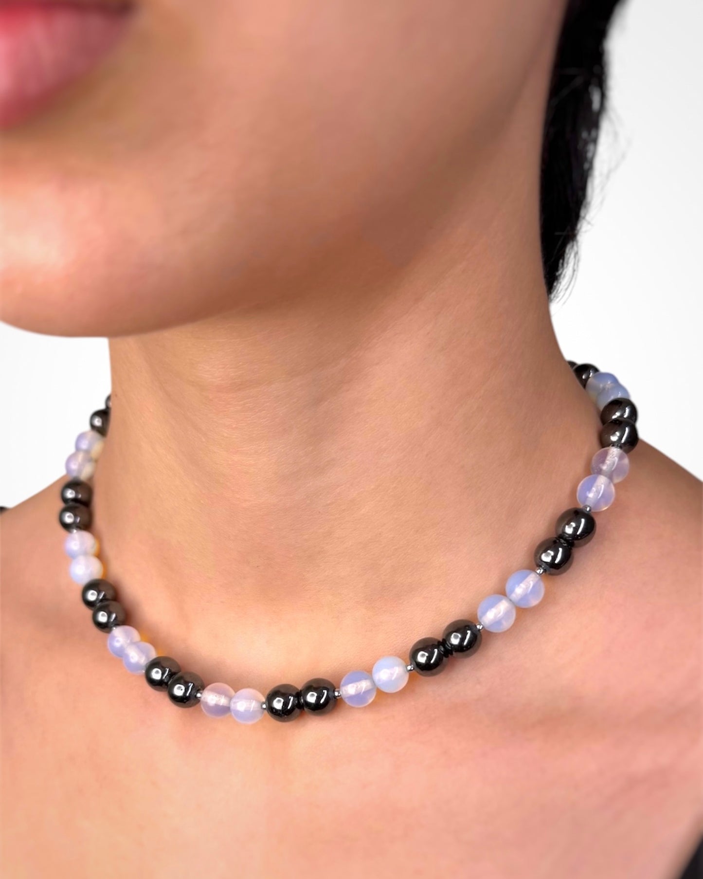 MOONSTONE & HEMATITE NECKLACE