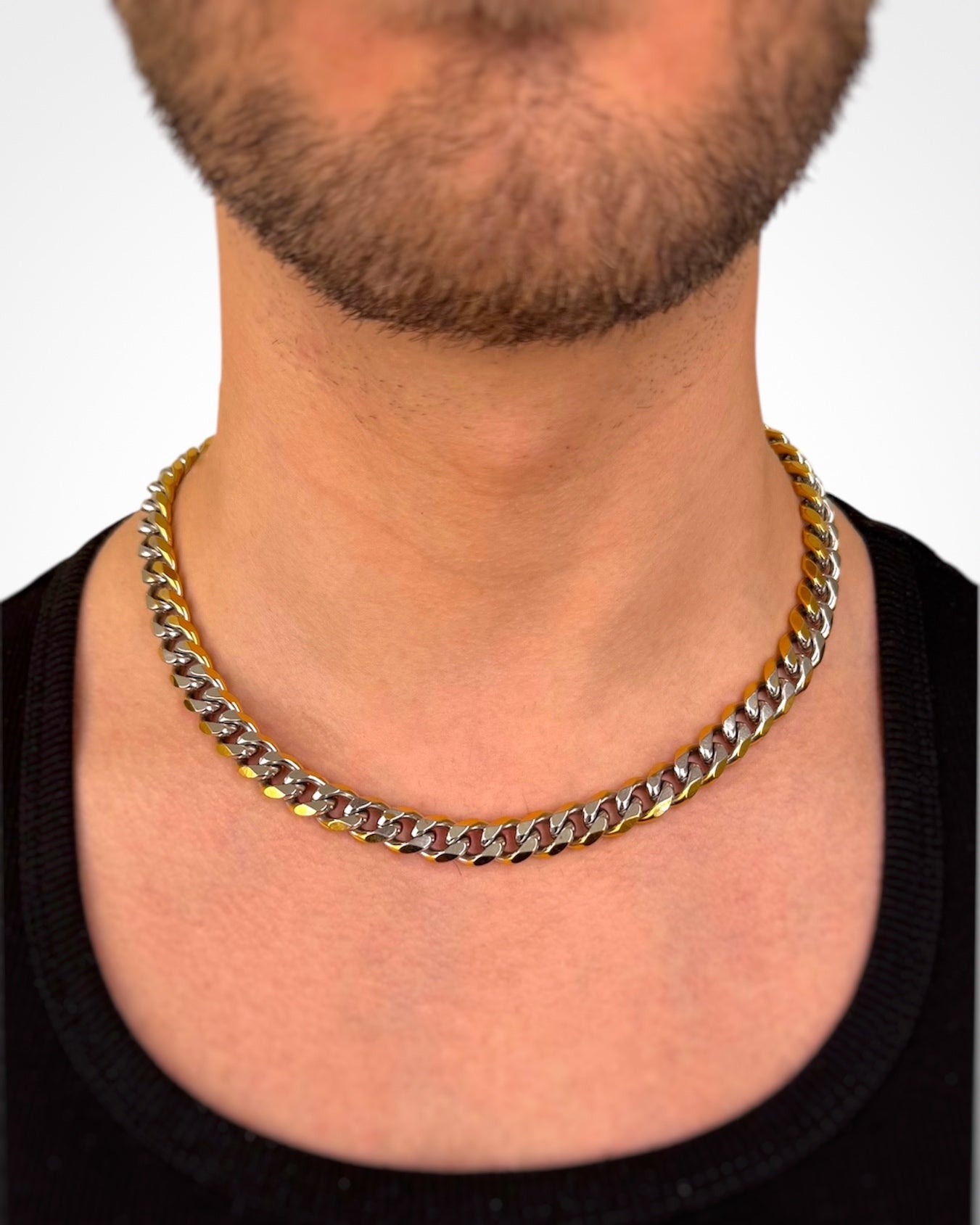 TWO TONE CUBAN LINK CHAIN NECKLACE