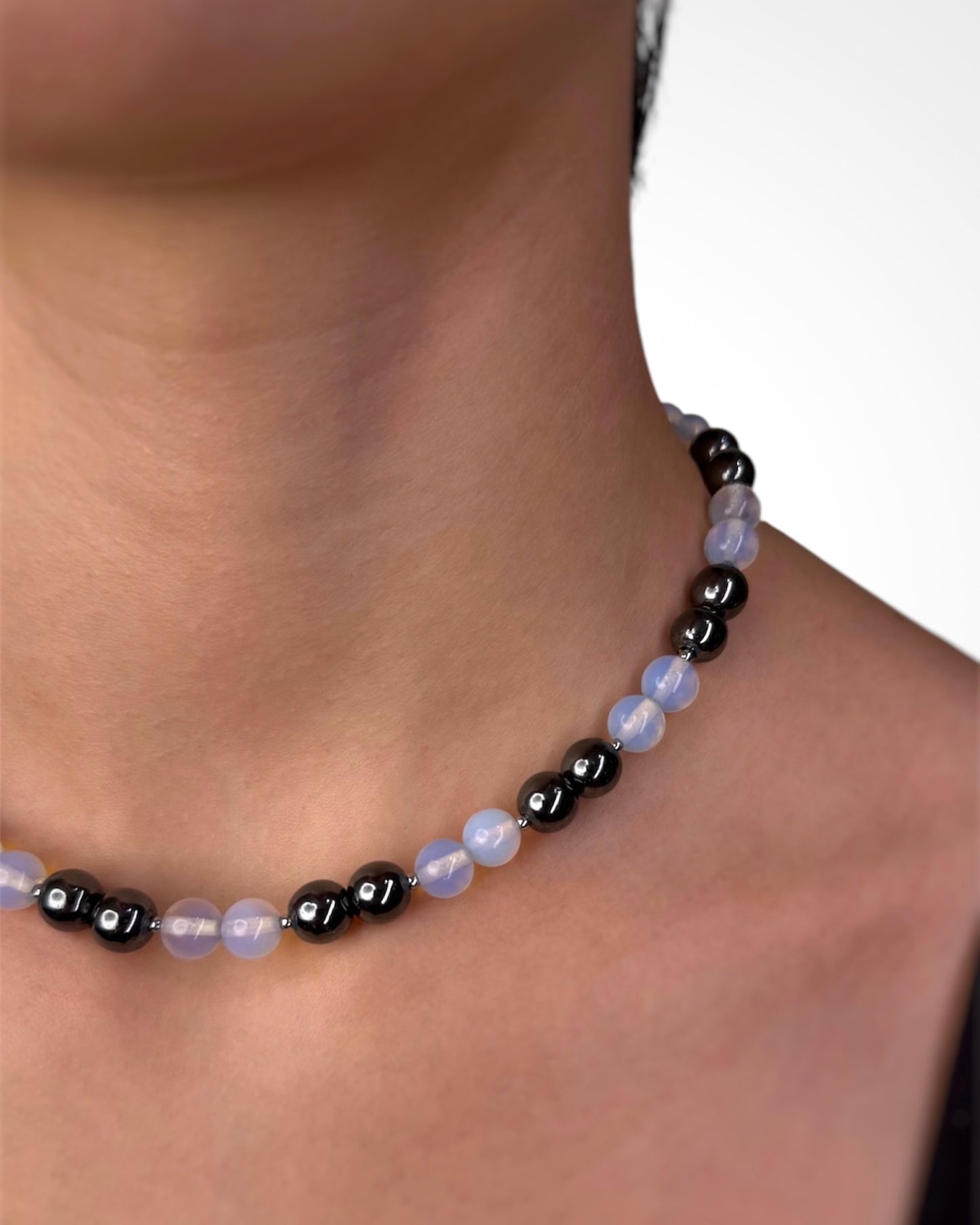 MOONSTONE & HEMATITE NECKLACE